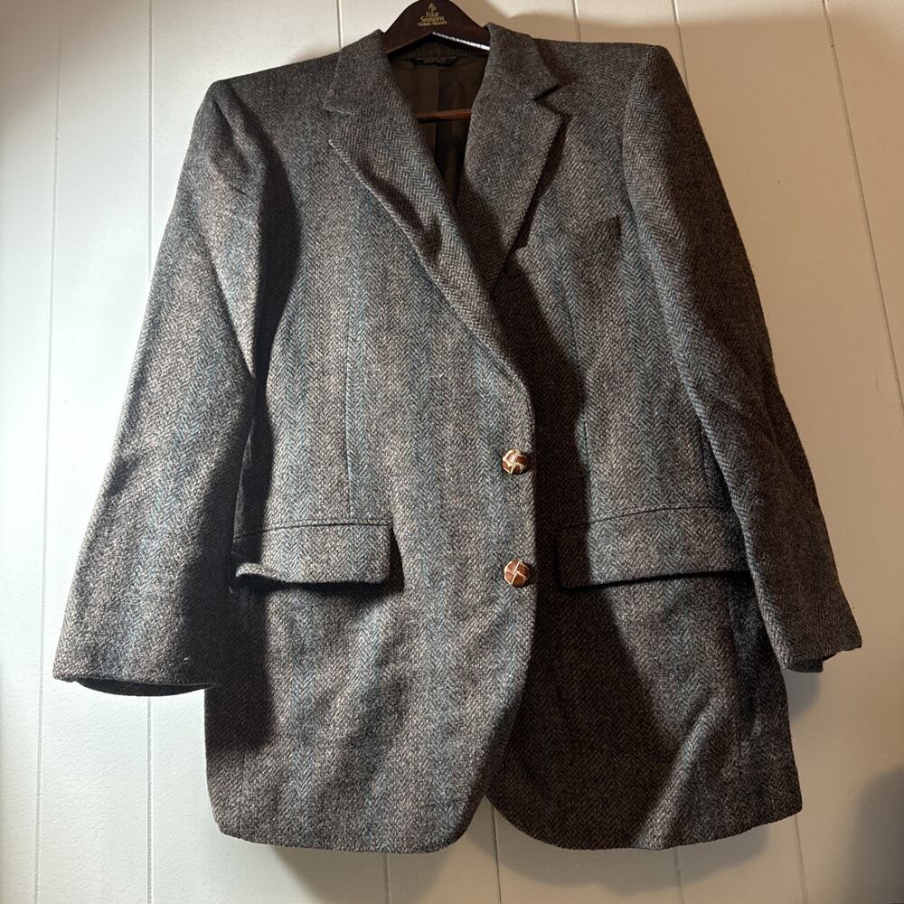 Vintage Grey Tweed Wool Blazer Suit Coat Savile Row Shillito Rikes S12